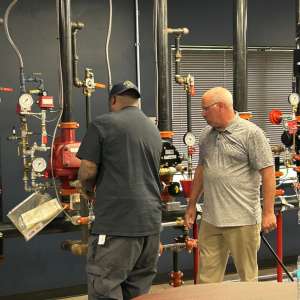 close Bryan Berkley from Viking giving a demonstration of VIking valves at the General Air Products Training Facility 